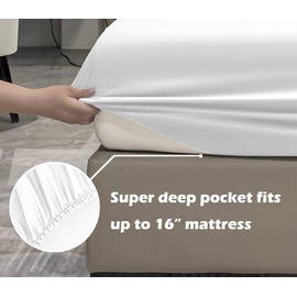MCO Bedding King Bed Sheets Set - Rayon Derived from Bamboo Sheets - Cooling Breathable Bedding Set with 16" Deep Pocket (4 Pieces, King, Warm White)