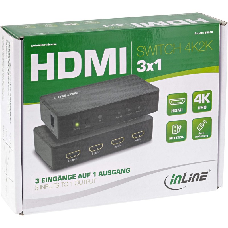 InLine® HDMI Switch, 3-Way, 4K2K@60Hz, HDCP 2.2
