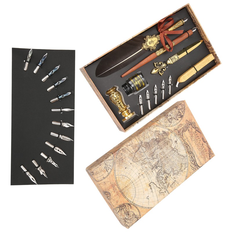 Feather Pen Set Retro British Creativity Writing Suit for Business