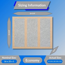 16x25x1 Glasfloss Fiberglass Air Filter, Double Strut, GDS Series, Made in USA, Actual Size: 15 5/8 x 24 5/8 x 3/4 (Box of 4)
