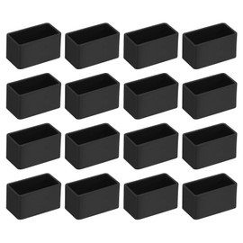 sourcing map 16Pcs PVC Square Chair Leg Caps, 40mm x 20mm OD Black Furniture Feet Pads Table Foot Cover Caps Floor Protectors for Patio Table Cabinet Bed Furniture
