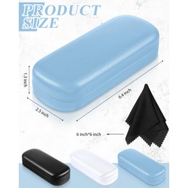 Frienda 3 Pieces Hard Shell Glasses Case Portable Hard Eyeglasses Case Pocket Size Sunglasses Case for Men Women Student(Black,White,Blue)
