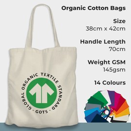 Wonky Line Premium Cotton Tote Bag, Eco-Friendly Shopping Bag, 100% Cotton Canvas, Reusable Grocery Cloth Bag, Extra Strong Long Handle Double Stitched Ideal for Printing (Navy)