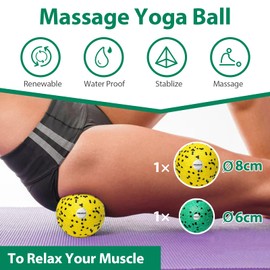 Set of 2 Fascia Ball Small Set, 8 cm and 6 cm Fascia Ball, Massage Ball for Targeted Self-Massage of Fascia, Fascia Ball Small Set for Relaxing Back Muscles, Deep Massage (Yellow + Green)