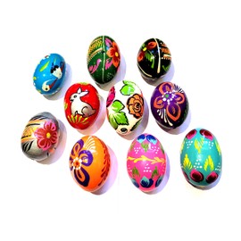 Wooden World - Set of 10 Wooden Easter Eggs Hand Painted easter decoration