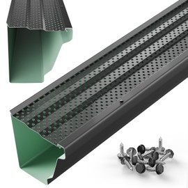 Waterlock 5" Gutter Guards Leaf Protection, Domestic Aluminum Gutter Covers 5 Inch (100 Feet, Black)