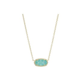 Kendra Scott Elisa Adjustable Length Pendant Necklace for Women, Fashion Jewelry, 14k Gold-Plated, Bright Aqua Drusy