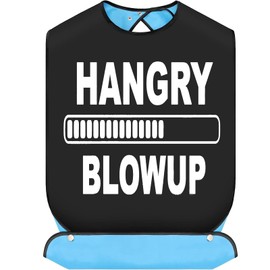 BWWKTOP Hangry Blowup Adult Bibs With Crumb Catcher Gag Pranks Bib Dining Eating Clothing Protectors For Adults Elderly (Hangry Blowup)