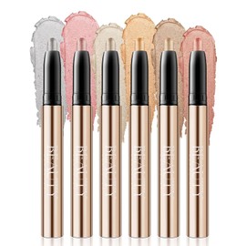 6 Pieces Eyeshadow Stick Soft Creamy Matte Shimmer Eyeshadow Pencil Crayon Highlighting Pigmented Shiny Eyeshadow Pencil Waterproof Classy Shimmer Eyeshadow Sticks Set (#A)