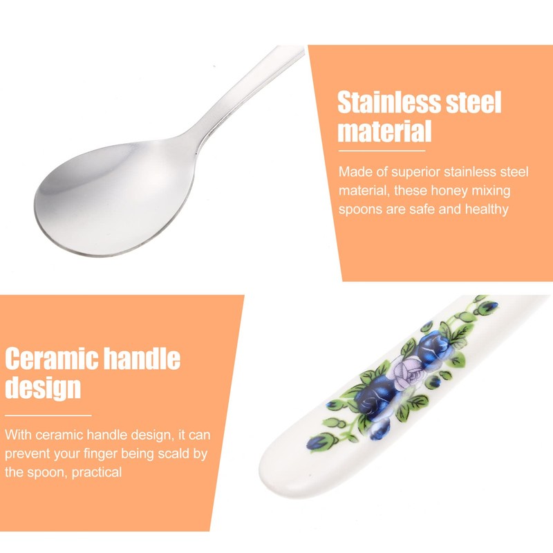 Luxshiny Rice Spoon 6pcs Dessert Spoons, Stainless Steel Coffee Stirring
