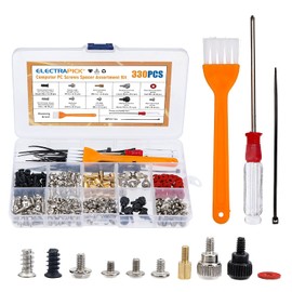 ELECTRAPICK 330-Piece Personal Computer Screws Standoffs Set PC Screw Set Accessories for Mainboard, Housing, Hard Drive, with Mini Screwdriver and Brush
