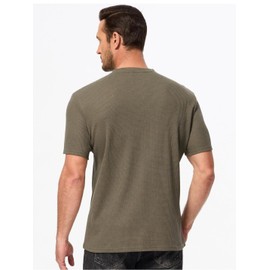 JMIERR Men's Sz L Henley Shirts Waffle Cotton T-Shirt Gym Workout Athletic Tee.