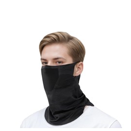 Vanolu Ice Silk Neck Gaiter Face Mask for Men Women, UPF 50+ Summer Cooling Balaclava UV Protection Bandana Scarf for Cycling, Motorcycle, Hiking, Golf (Black)