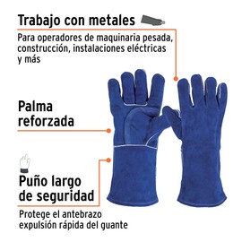 Truper GU-515, Guantes de carnaza, para soldador, puño largo de seguridad