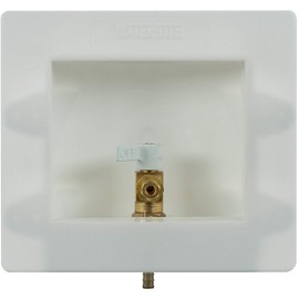 Water-Tite 87954 Square Ice Maker Outlet Box - Quarter-Turn Brass Valve, 3/8-Inch ASTM F1807 Connection, White Plastic