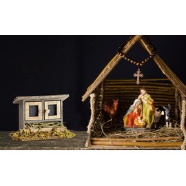 MaMeMi Nativity Scene Rabbit Hutch Made of Wood [Approx. 6 cm High, 8 cm Wide] Nativity Scene Accessories for Nativity Scenes