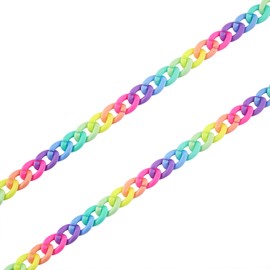 COGCHARGER 1 Strand 16.4 Feet Colorful Acrylic Chain Opaque Acrylic Curb Chains Flat Chain Chunky Chain Strap for Jewelry Bag Clothes Making Decorated
