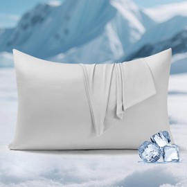 Elegear Cooling Pillow Cases for Hot Sleepers, Clean Fabric Silver Infused Cooling Pillowcase Q-Max>0.5, Soft Pillow Cases for Hair & Skin, Zipper Pillow Cases Set of 2 Gray (King, 20'' x 36'')