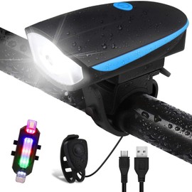 Gotowanie Luces para Bicicleta Recargable USB, Bicicleta Impermeable Luz con 120 Decibel Campana y luz de la Cola, para Bicicleta de Montaña y Motos - Seguridad para la Noche