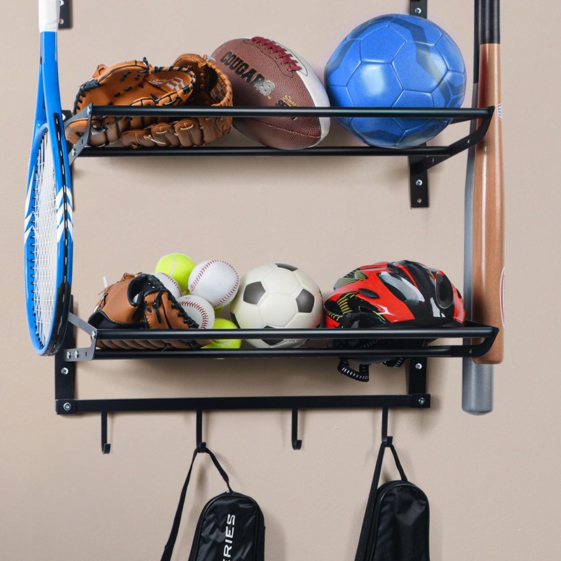 XCSOURCE Sports Equipment Organizer, 3-Tier Ball Storage Rack with Bat