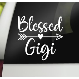Blessed Gigi Decal | Gigi Vinyl Decal Car Sticker | Gigi Vinyl Sticker | Grandma Decal Bumper Sticker Window Laptop Tumbler Decal | 5" x 5" Size White | Made in USA