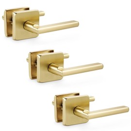 Linkaa Brushed Gold Interior Door Knobs（Passage，No Lock，3 Pack） Satin Brass Door Lock, French Door Handles for Closet, Keyless Door Knob Gold