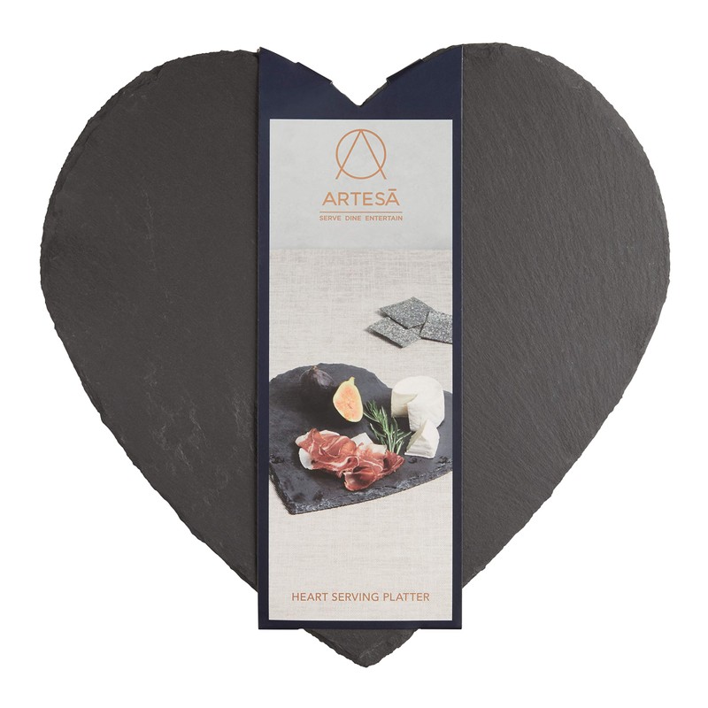 Artesà Heart-Shaped Slate Serving Platter, Hand-Finished Serveware Centrepiece - 25