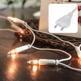 Hellum Indoor Fairy Lights Christmas Tree with 20 Warm White Lights Christmas Decoration Modern White Cable with Plug 2.85 m < 60 Lumens Decorative Living Room Christmas Tree Lighting Christmas