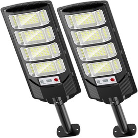 OKPRO Solar Lights for Outside- S192HJ 6000K LED Dusk to Dawn Solar Light, Solar Flood Lights with Motion Sensor and Remote Control, Garage,Yard,Parking Lot etc 2-Pack, Black, 5730-HJ192