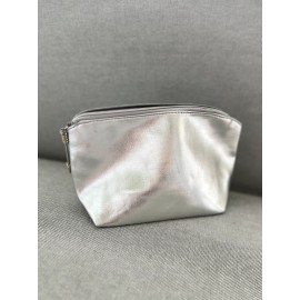 Lancôme Lancome Vegan Leather Makeup Pouch Case  Bag Silver