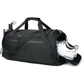 Gym Bags For Men & Women With Shoes Compartment And Wet Pocket,  Duffle Bag, Workout Bags For Gym Swimming Yoga, Weekend Overnight Carry On Bag A-TG-003-Brown - Color: A-TD-002-Black