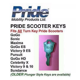 On The Go Mobility TWO (2) KEY - Pride Scooter Fits All GoGo, Pursuit, Celebrity, Victory, Maxima