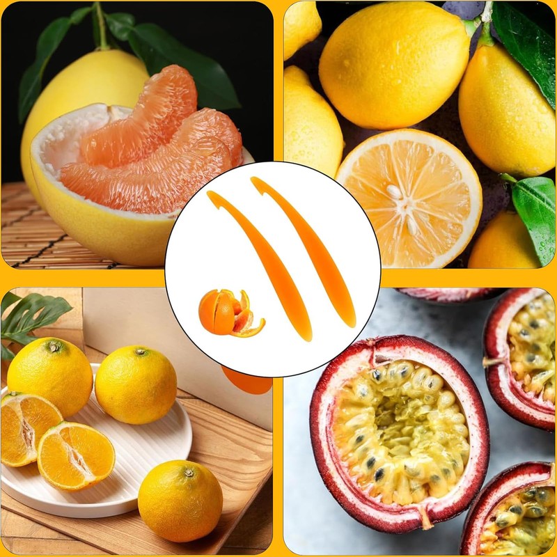 2 Pcs Citrus Peeler Set - Long Handle Fruit Tool