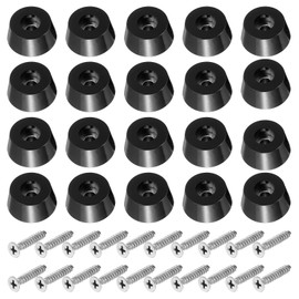 PATIKIL Cutting Board Feet,20 Pieces Non Slip Rubber Feet Bumpers with 304 Stainless Steel Screws for Cutting Board Furniture Chairs Desks 0.87" Wx0.39 H, Black