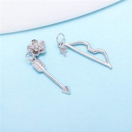 LGSY Sterling Silver Bow Arrow Pendants for Pearl, Pendant Accessories/Fitting/Mounts with Pearl Bead Bail Pin for Women Jewelry Making