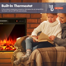 S AFSTAR 18 Inches Electric Fireplace Insert, 750W/1500W Recessed Electric Fireplace w/ 5-Level Flame Brightness & Overheat Protection, Electric Fireplace Heater for Wall Mounted & TV Cabinet