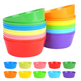 RETON 20Pcs Reusable Plastic Bowls, 300ML/10oz Multi Coloured Plastic Serving Bowls, Unbreakable Kids Toddler Bowls, Small Bowl for Snack Salad Fruit Breakfast Cereal Soup(10 Colors)