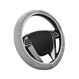 Andalus Brands Elastic Stretch Steering Wheel Cover, Car Accessories for Women and Men - Covers for Honda, Ford, Toyota, Nissan, and More - Universal 15" Size, Microfiber Breathable Polyester (Gray)
