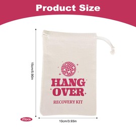 Pack of 25 Bachelorette Hangover Bags - 25 Pieces Cotton Muslin Drawstring Bags, Mini Goodie Bags for Bridal Shower, Wedding Party (10 x 15 cm)