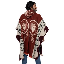 Alpaca Land, Handmade Ecuadorean Alpaca Wool Ponchos (US, Alpha, One Size, Regular, Regular, Red Wolf)