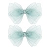5.5-Inch Organza Double Hair Bows Alligator Clips Hair Accessories for Girls Toddler Kids Children Teens -Green
