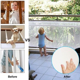 Stair Protective Net Children, Railing Safety Net, Stair Safety Net for Children, Safety Net, Stair Railing Fence Mesh, Safety Net for Balcony, for Babies and Pets, White (3 m x 79 cm)