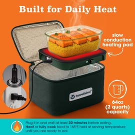 TRAVELISIMO Portable Microwave, Portable Food Warmer For Work & Home Use, Heated Lunch Box 12V/24V/110V, Portable Oven 3-in-1 Food Heater, Electric Lunch Box, Calentador de Comida Portatil