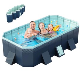 Foldable Pool, Non-Inflatable Swimming Pool for Kids, Adults and Pets, Large Portable Kids Pool for Outdoor Backyard Garden, 116" × 65" × 22"