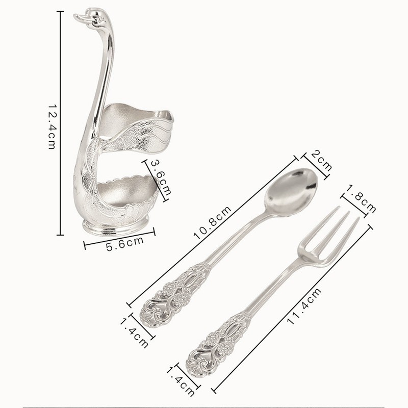 Swan Base Holder Forks Set Aluminum Silver Fashion Rustproof Decorative