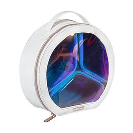 Stephanie Johnson Miami Nights Frost Riley Circular Travel Organizer – Cosmetic Bag with 3 Removable Pouches, Zip-Around Toiletry & Makeup Organizer