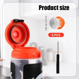 6pcs Dispensing Rubber Valves Compatible with Gatorade Water Bottle, Silicone Valve Replacement Lid for Gatorade GX 30oz & Squeeze Bottle 32oz Plastic Inserts & Screwdriver (Orange)