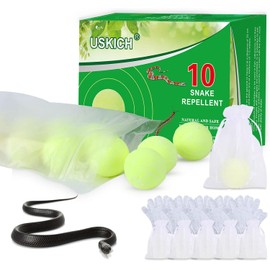 USKICH - Paquete de 10 repelentes de serpientes, bolas repelentes de serpientes para repeler serpientes, ratas y otras plagas, para patio, césped,