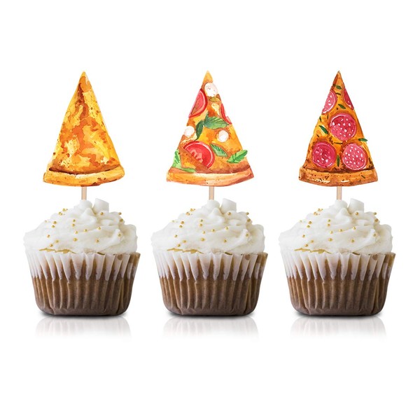 Pizza Party Cupcake Topper Picks, 24-Pack pizza Birthday Party Supply