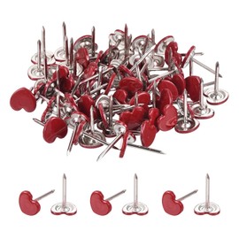 sourcing map Upholstery Tacks for Furniture, 7/16 Inch (11 x 17mm) Metal Heart-shaped Black Thumb Tacks for Wall Decorative Upholstery Nails DIY Project Home Decor (Red, Pack of 80)